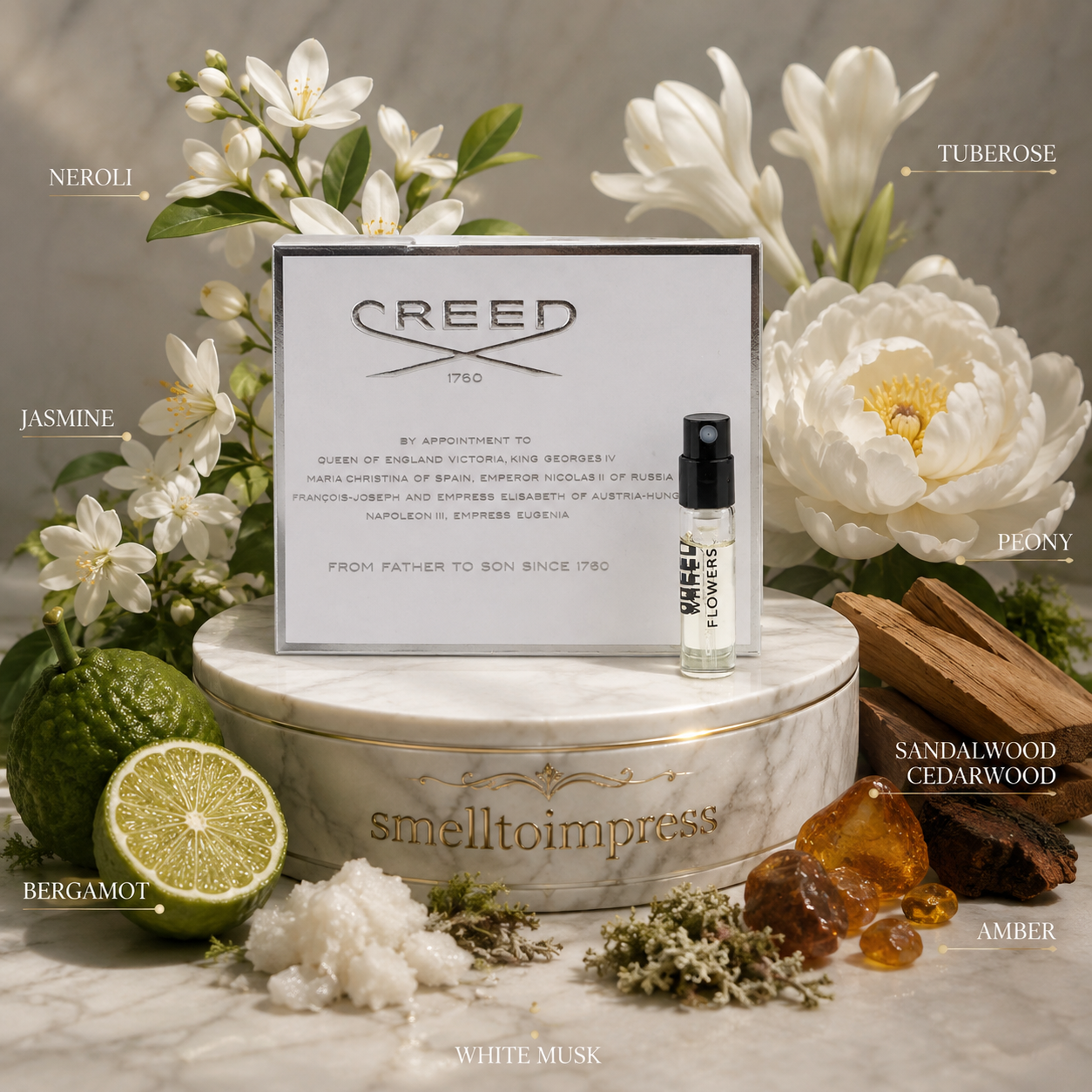Creed White Flowers 官方香水小样 2 mL 0.06 fl. oz.